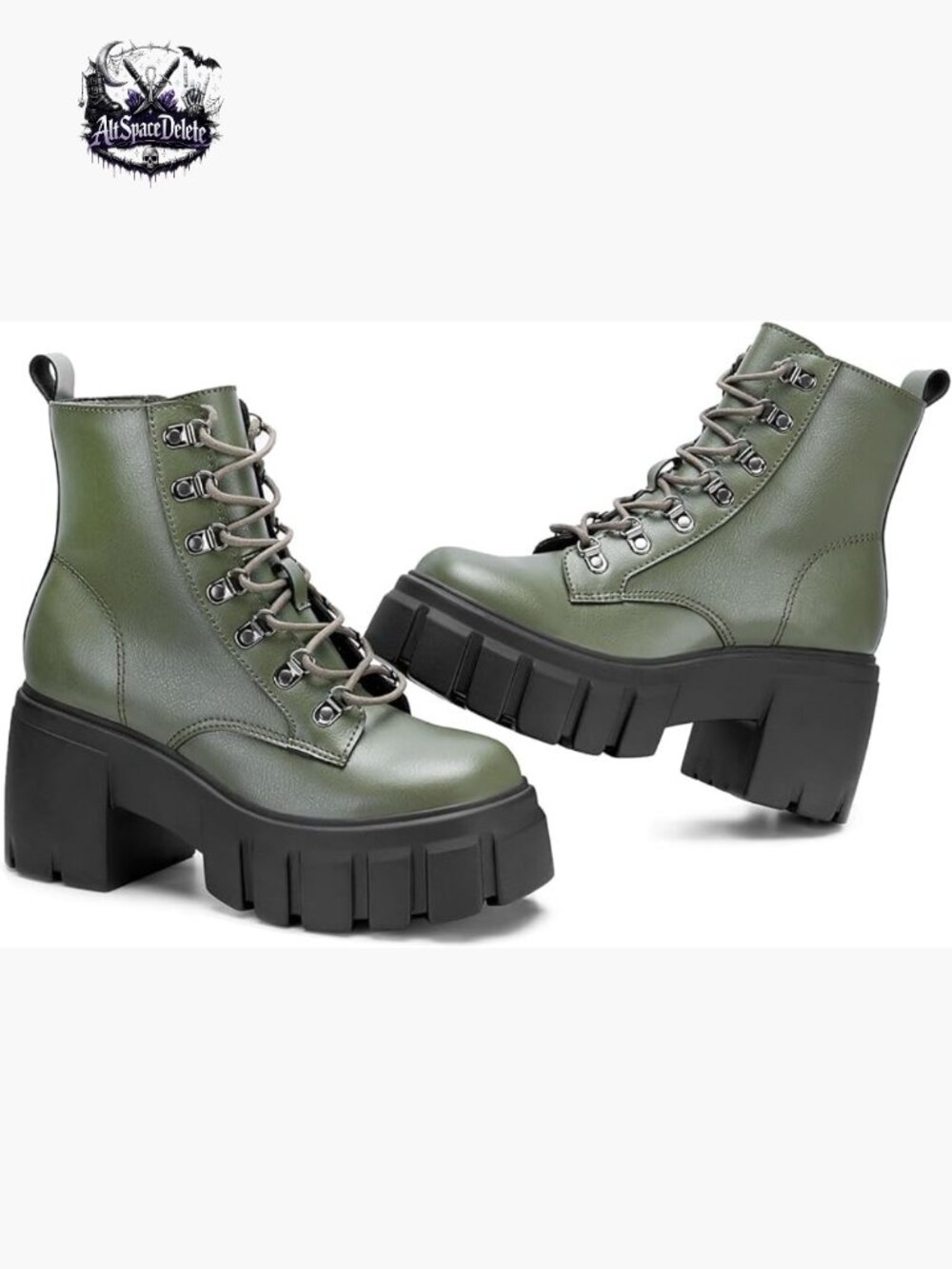 Lace Up Side Zipper Chunky Lug Sole Combat Booties Ankle Boots
